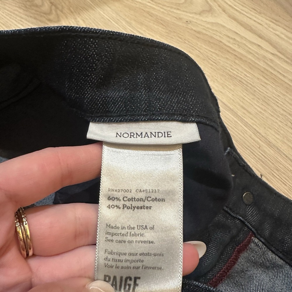 Paige Normandie Jeans Mens 36x34 Dark Wash Straight Leg SELVAGE USA Made EUC - Picture 4 of 7